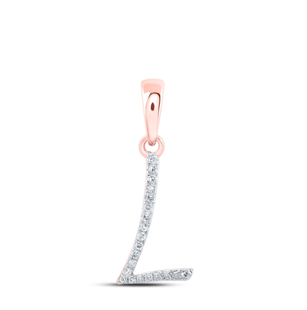 10K Yellow Or White Or Rose Gold Womens Round Diamond Initial Letter Pendant, Length: 0.84 In, Width: 0.47 In