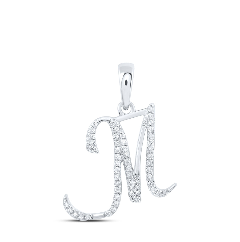 10K Yellow Or White Or Rose Gold Womens Round Diamond Initial Letter Pendant, Length: 0.84 In, Width: 0.47 In