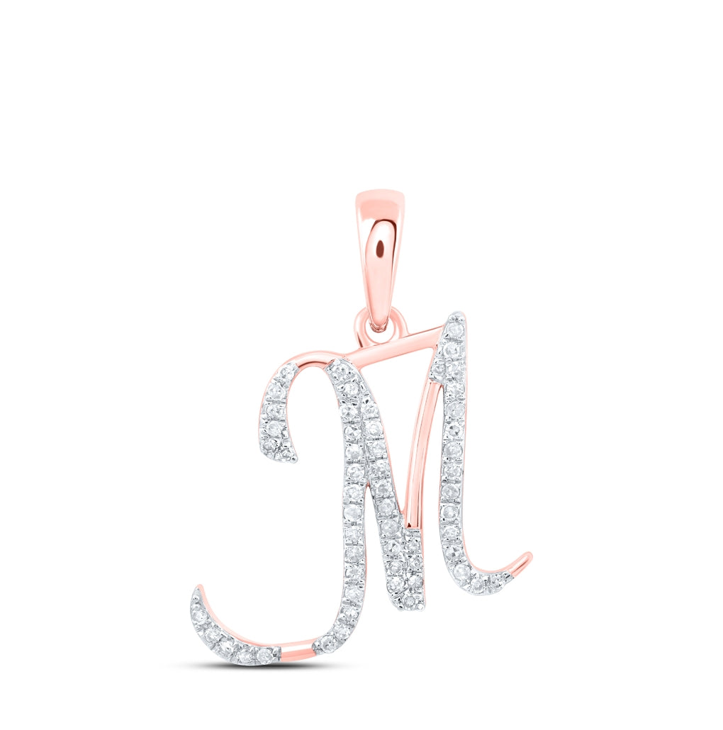 10K Yellow Or White Or Rose Gold Womens Round Diamond Initial Letter Pendant, Length: 0.84 In, Width: 0.47 In