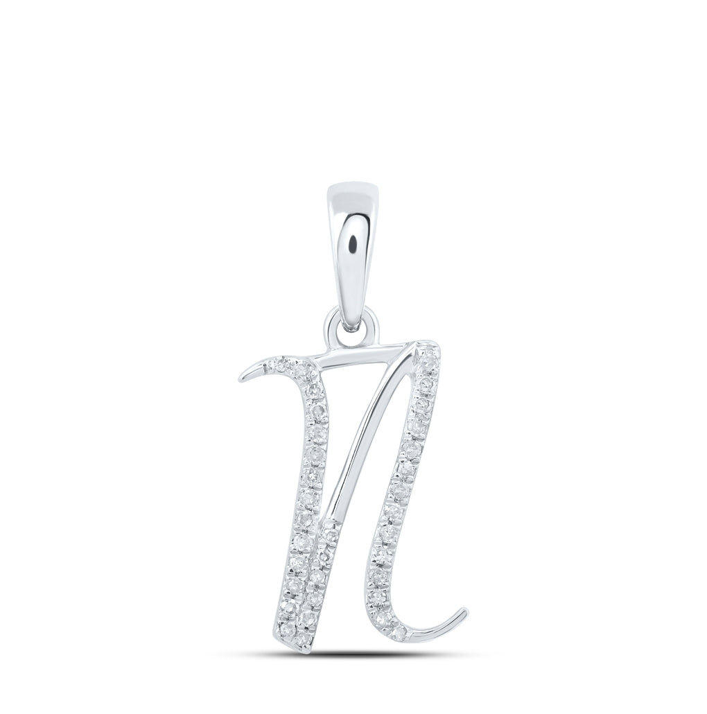 10K Yellow Or White Or Rose Gold Womens Round Diamond Initial Letter Pendant, Length: 0.84 In, Width: 0.47 In