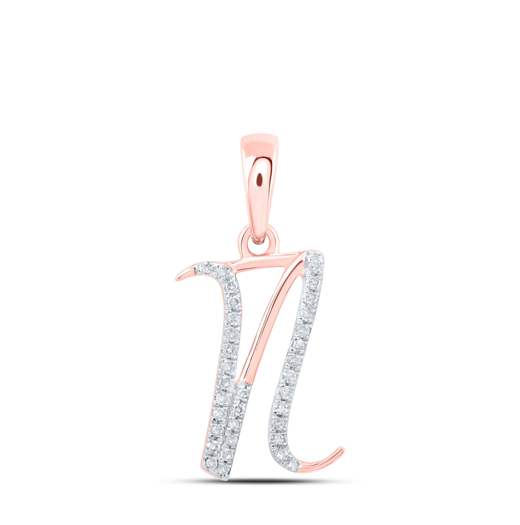 10K Yellow Or White Or Rose Gold Womens Round Diamond Initial Letter Pendant, Length: 0.84 In, Width: 0.47 In