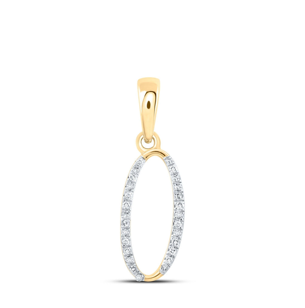 10K Yellow Or White Or Rose Gold Womens Round Diamond Initial Letter Pendant, Length: 0.84 In, Width: 0.47 In