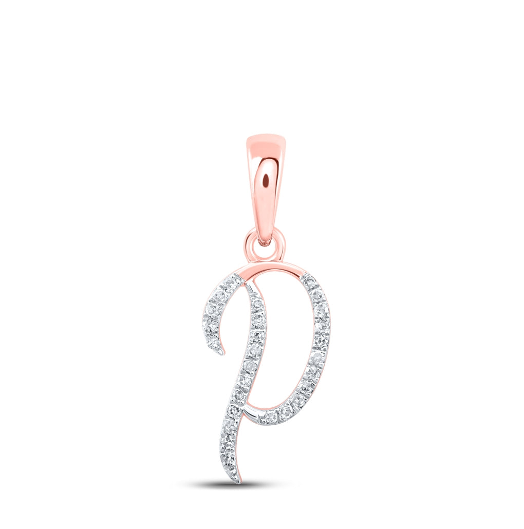 10K Yellow Or White Or Rose Gold Womens Round Diamond Initial Letter Pendant, Length: 0.84 In, Width: 0.47 In