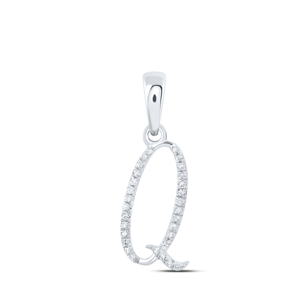 10K Yellow Or White Or Rose Gold Womens Round Diamond Initial Letter Pendant, Length: 0.84 In, Width: 0.47 In