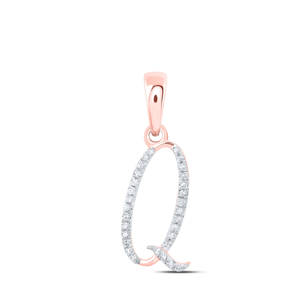 10K Yellow Or White Or Rose Gold Womens Round Diamond Initial Letter Pendant, Length: 0.84 In, Width: 0.47 In