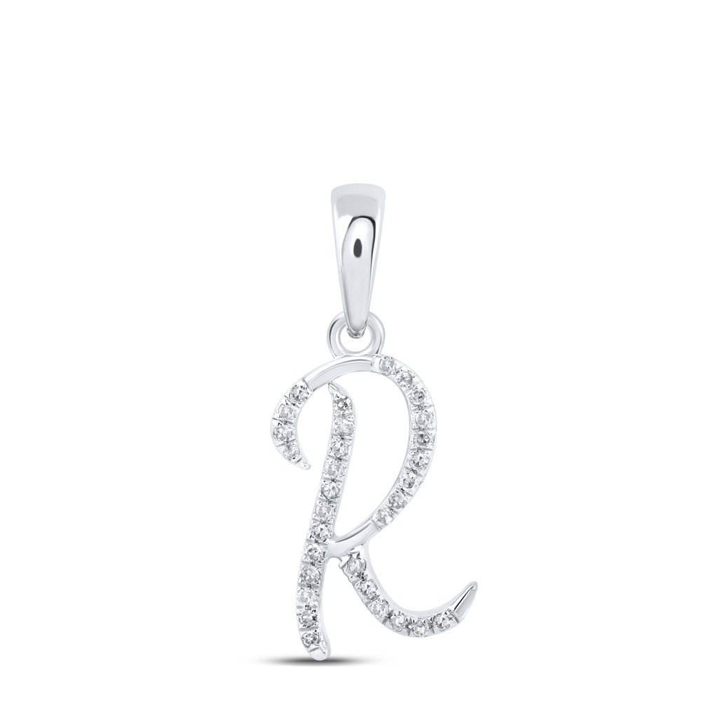 10K Yellow Or White Or Rose Gold Womens Round Diamond Initial Letter Pendant, Length: 0.84 In, Width: 0.47 In