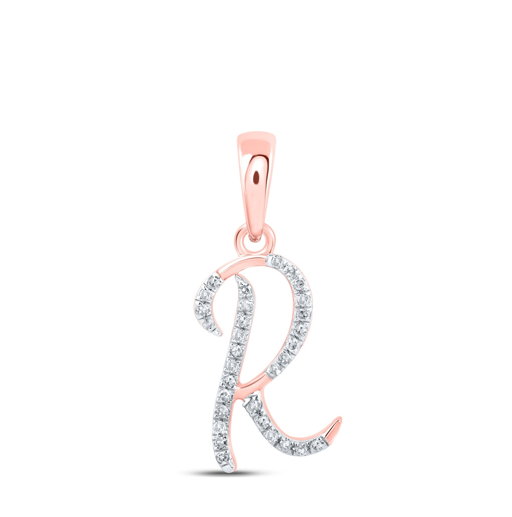 10K Yellow Or White Or Rose Gold Womens Round Diamond Initial Letter Pendant, Length: 0.84 In, Width: 0.47 In