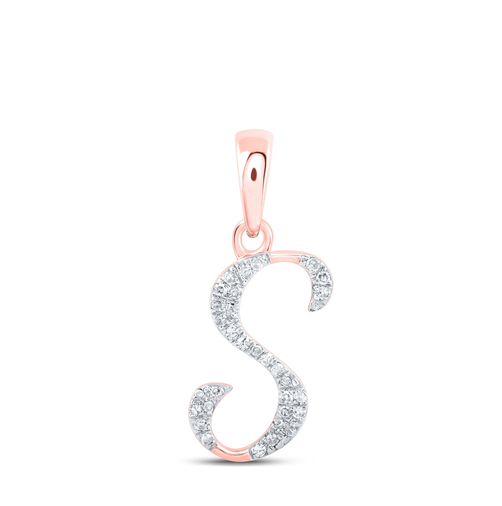 10K Yellow Or White Or Rose Gold Womens Round Diamond Initial Letter Pendant, Length: 0.84 In, Width: 0.47 In