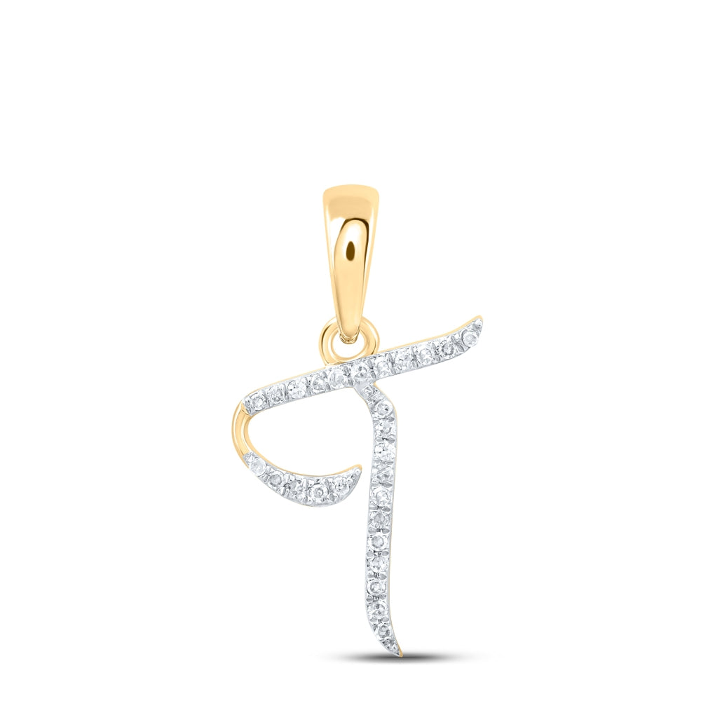 10K Yellow Or White Or Rose Gold Womens Round Diamond Initial Letter Pendant, Length: 0.84 In, Width: 0.47 In