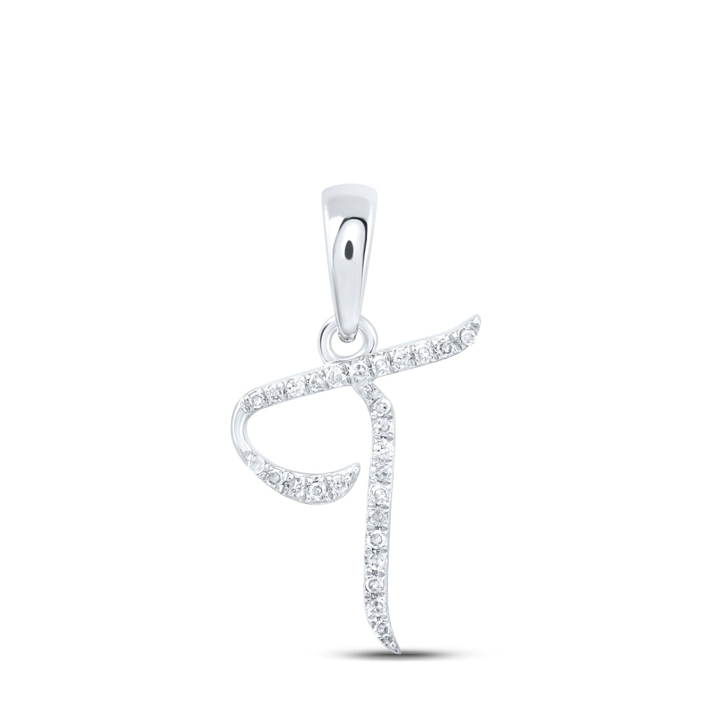 10K Yellow Or White Or Rose Gold Womens Round Diamond Initial Letter Pendant, Length: 0.84 In, Width: 0.47 In