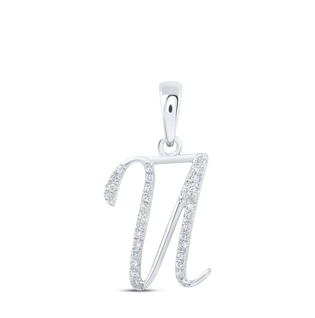 10K Yellow Or White Or Rose Gold Womens Round Diamond Initial Letter Pendant, Length: 0.84 In, Width: 0.47 In