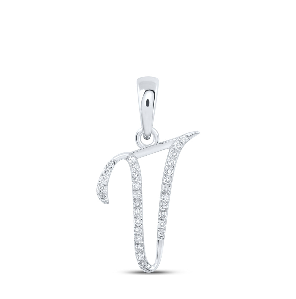 10K Yellow Or White Or Rose Gold Womens Round Diamond Initial Letter Pendant, Length: 0.84 In, Width: 0.47 In