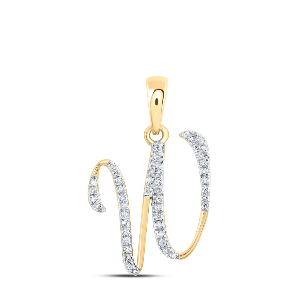 10K Yellow Or White Or Rose Gold Womens Round Diamond Initial Letter Pendant, Length: 0.84 In, Width: 0.47 In