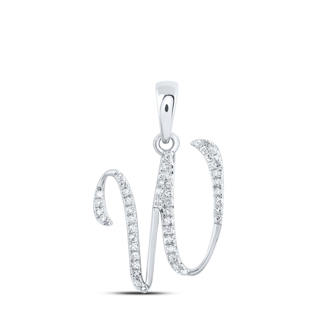 10K Yellow Or White Or Rose Gold Womens Round Diamond Initial Letter Pendant, Length: 0.84 In, Width: 0.47 In
