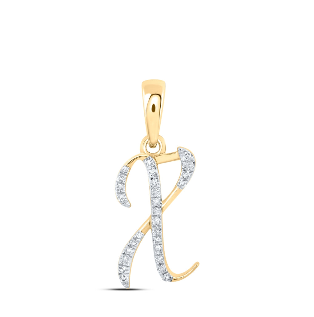 10K Yellow Or White Or Rose Gold Womens Round Diamond Initial Letter Pendant, Length: 0.84 In, Width: 0.47 In