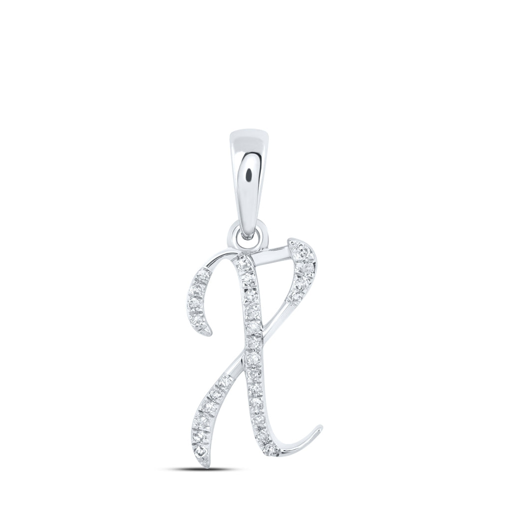 10K Yellow Or White Or Rose Gold Womens Round Diamond Initial Letter Pendant, Length: 0.84 In, Width: 0.47 In