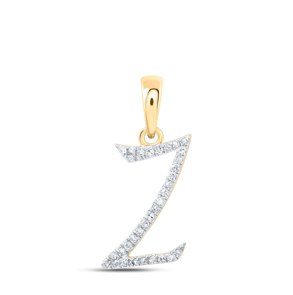 10K Yellow Or White Or Rose Gold Womens Round Diamond Initial Letter Pendant, Length: 0.84 In, Width: 0.47 In