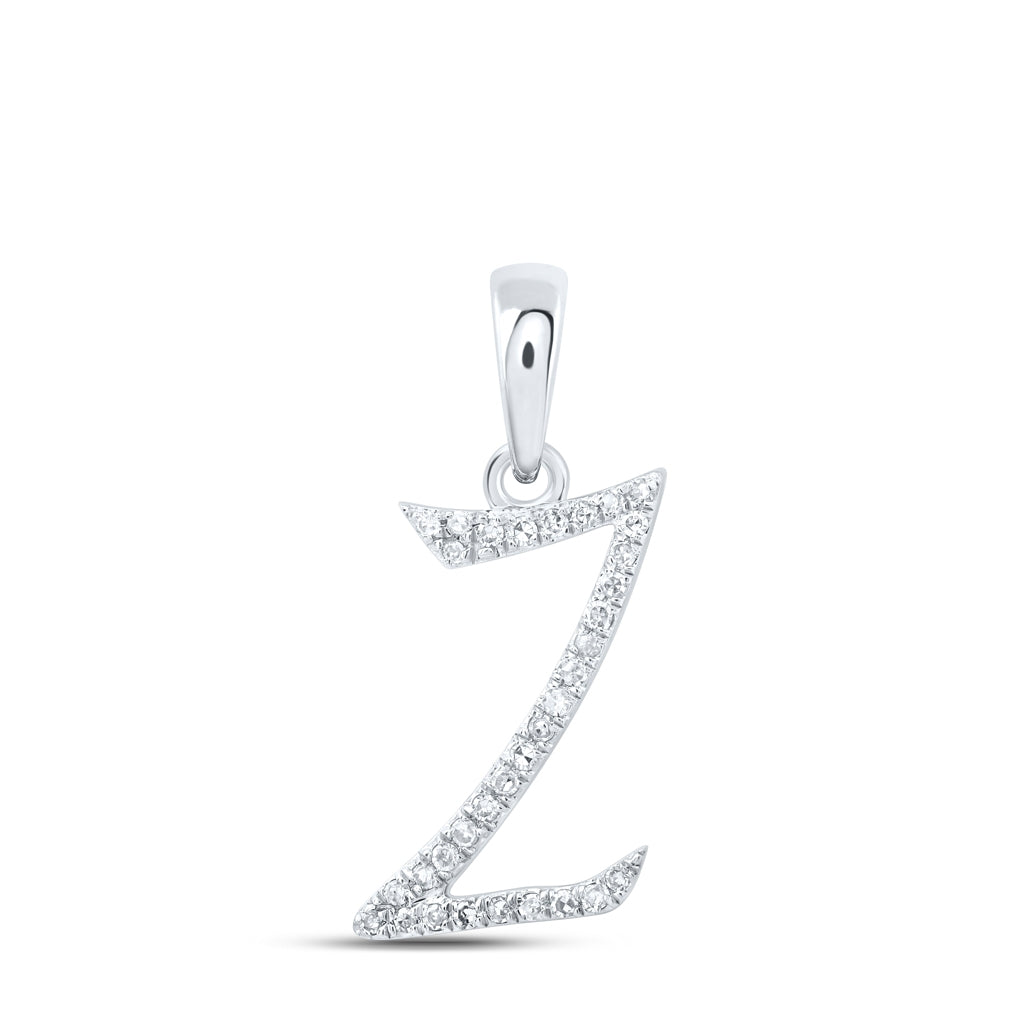 10K Yellow Or White Or Rose Gold Womens Round Diamond Initial Letter Pendant, Length: 0.84 In, Width: 0.47 In