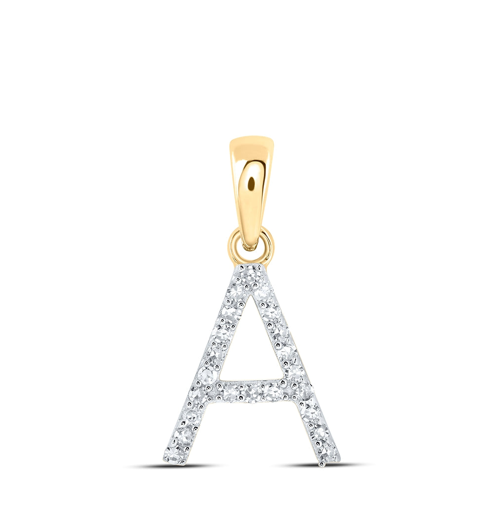 10K Yellow Or White Or Rose Gold Womens Round Diamond Initial Letter Pendant, Length: 0.63 In, Width: 0.42 In