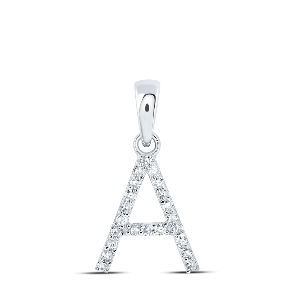 10K Yellow Or White Or Rose Gold Womens Round Diamond Initial Letter Pendant, Length: 0.63 In, Width: 0.42 In