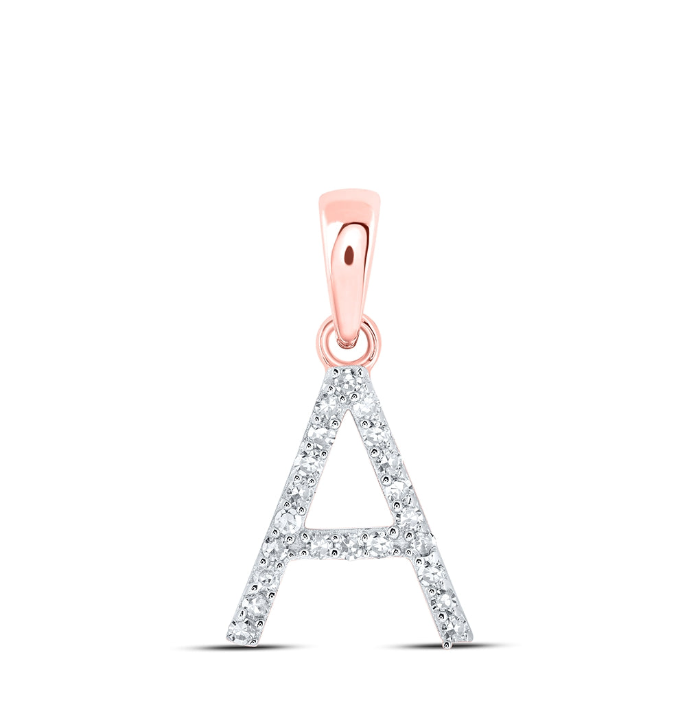 10K Yellow Or White Or Rose Gold Womens Round Diamond Initial Letter Pendant, Length: 0.63 In, Width: 0.42 In
