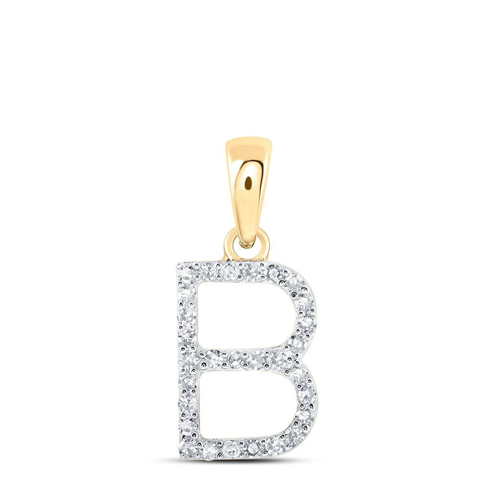 10K Yellow Or White Or Rose Gold Womens Round Diamond Initial Letter Pendant, Length: 0.63 In, Width: 0.42 In