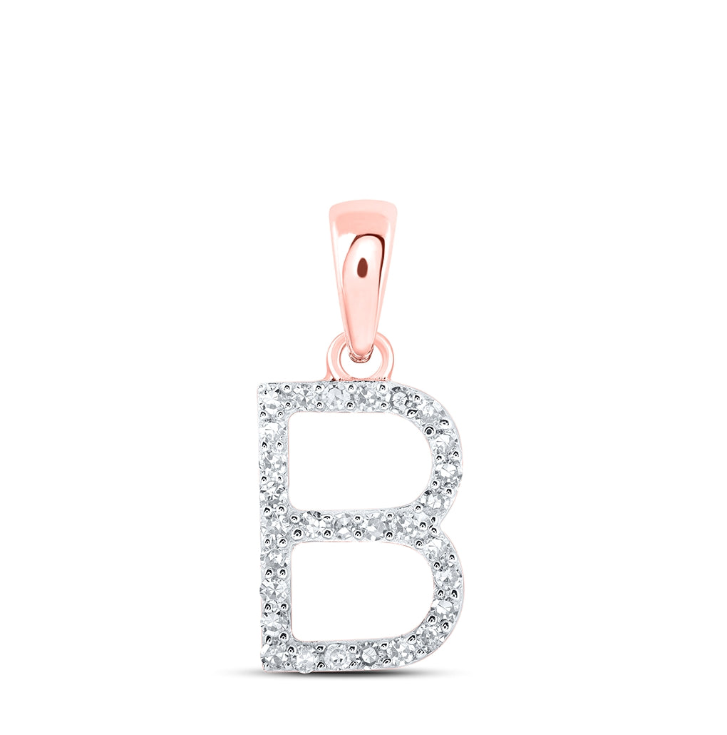 10K Yellow Or White Or Rose Gold Womens Round Diamond Initial Letter Pendant, Length: 0.63 In, Width: 0.42 In