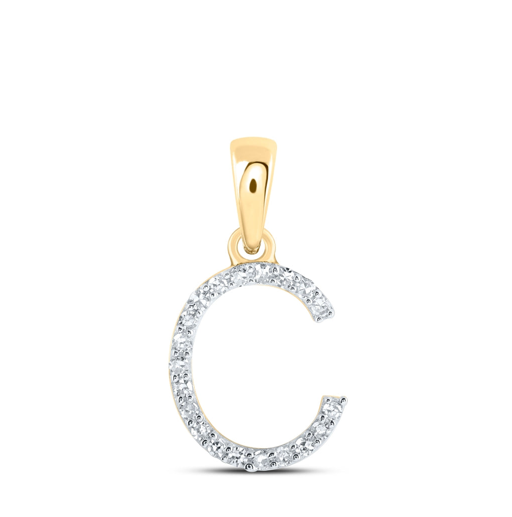 10K Yellow Or White Or Rose Gold Womens Round Diamond Initial Letter Pendant, Length: 0.63 In, Width: 0.42 In