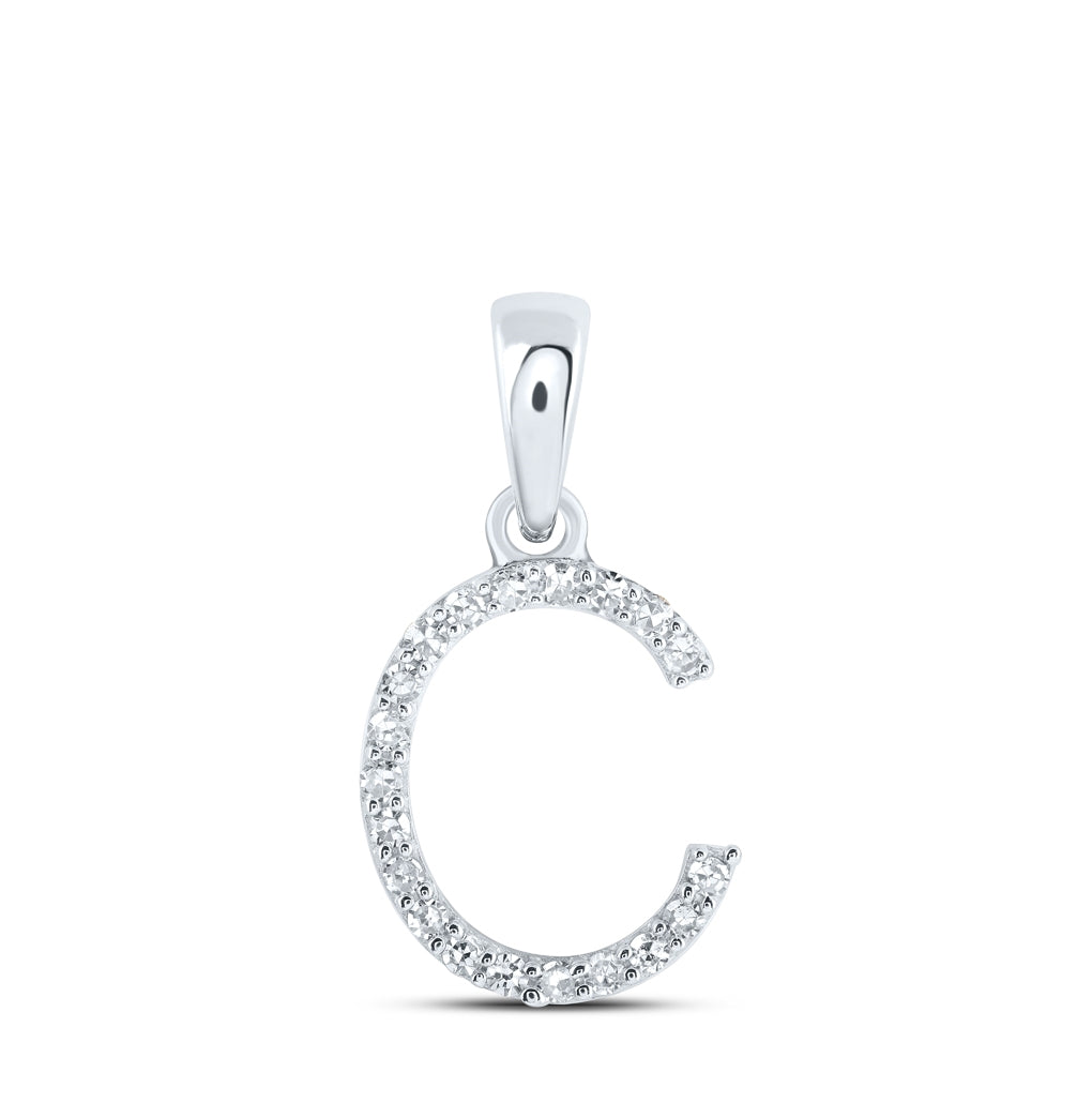 10K Yellow Or White Or Rose Gold Womens Round Diamond Initial Letter Pendant, Length: 0.63 In, Width: 0.42 In