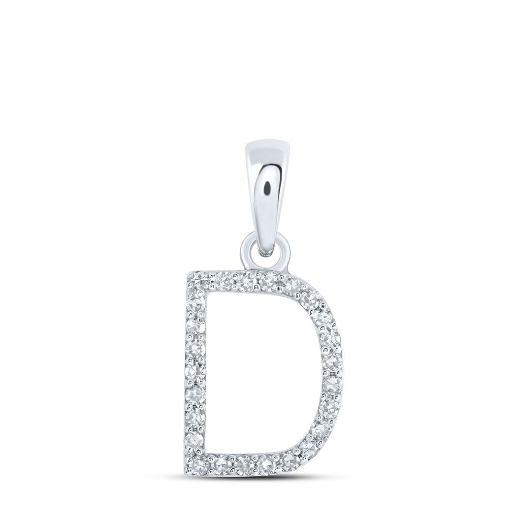 10K Yellow Or White Or Rose Gold Womens Round Diamond Initial Letter Pendant, Length: 0.63 In, Width: 0.42 In