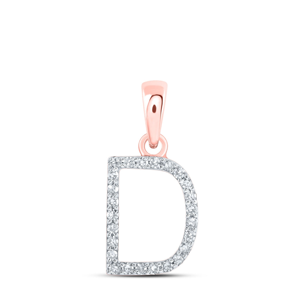10K Yellow Or White Or Rose Gold Womens Round Diamond Initial Letter Pendant, Length: 0.63 In, Width: 0.42 In