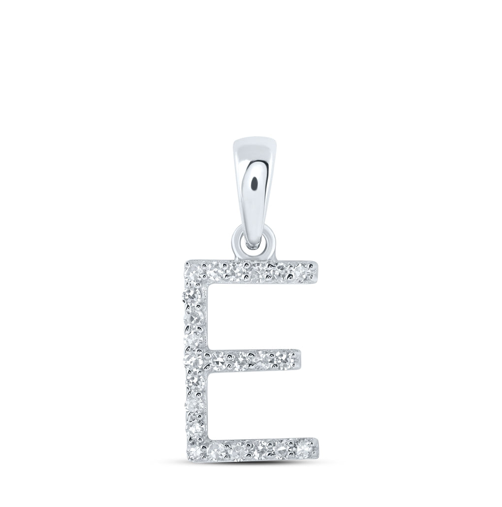 10K Yellow Or White Or Rose Gold Womens Round Diamond Initial Letter Pendant, Length: 0.63 In, Width: 0.42 In