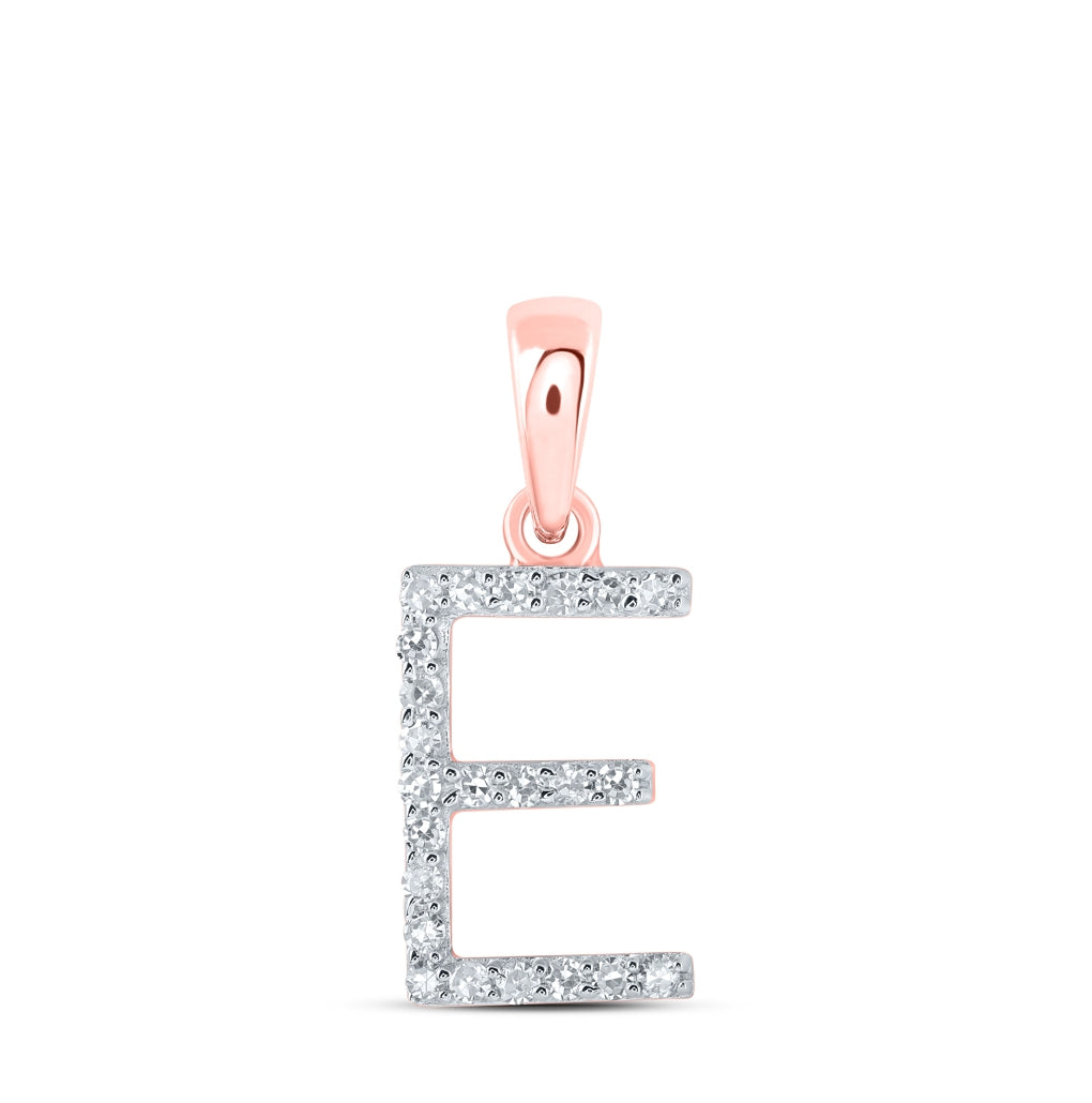10K Yellow Or White Or Rose Gold Womens Round Diamond Initial Letter Pendant, Length: 0.63 In, Width: 0.42 In