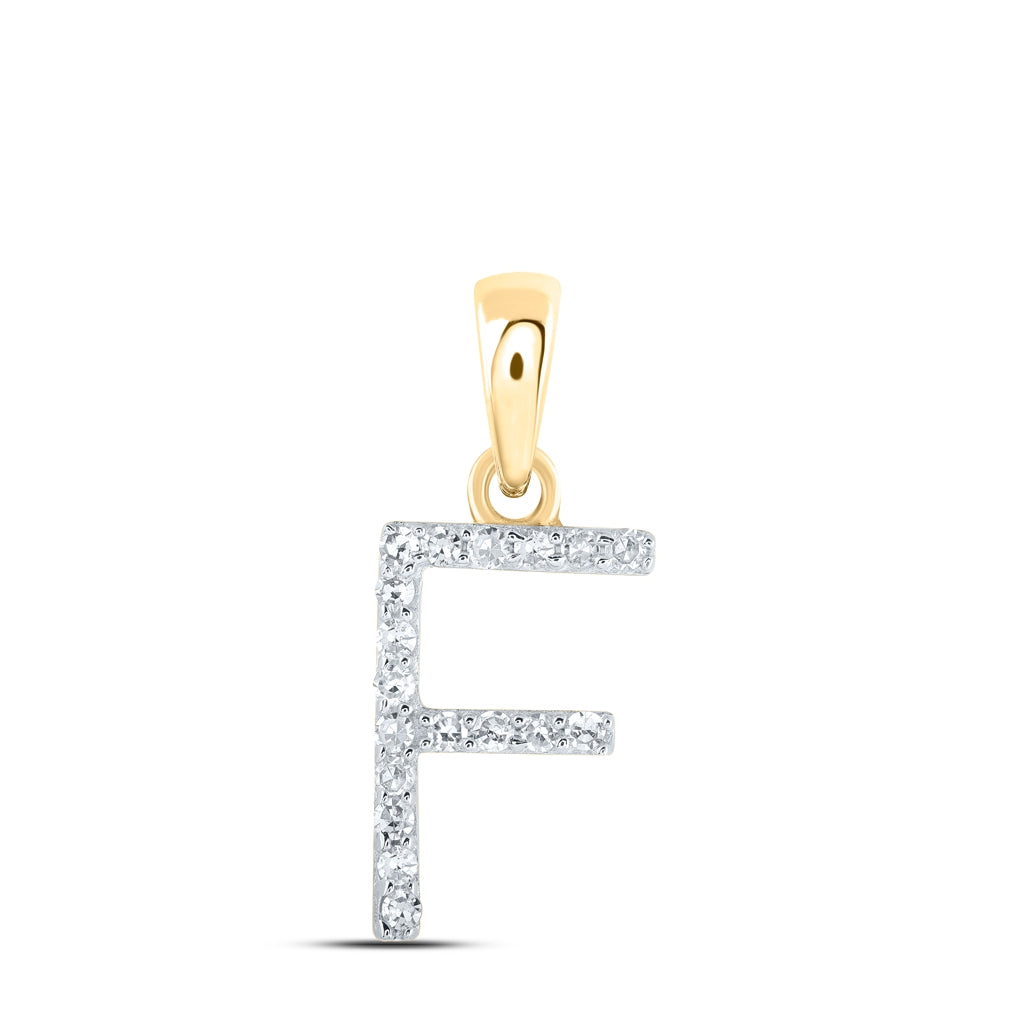 10K Yellow Or White Or Rose Gold Womens Round Diamond Initial Letter Pendant, Length: 0.63 In, Width: 0.42 In
