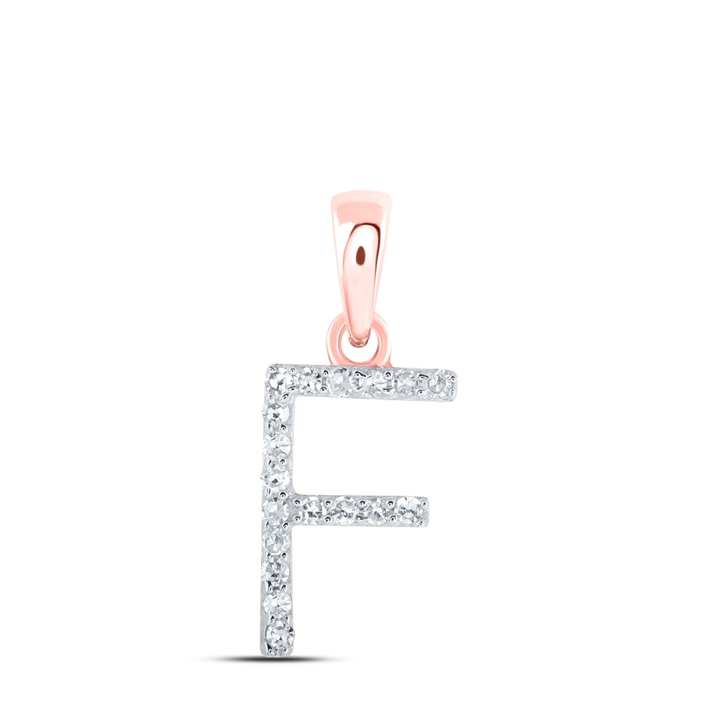 10K Yellow Or White Or Rose Gold Womens Round Diamond Initial Letter Pendant, Length: 0.63 In, Width: 0.42 In