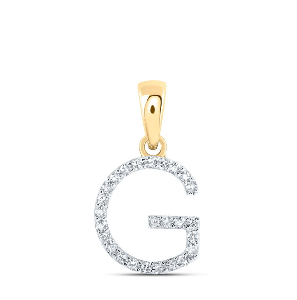 10K Yellow Or White Or Rose Gold Womens Round Diamond Initial Letter Pendant, Length: 0.63 In, Width: 0.42 In