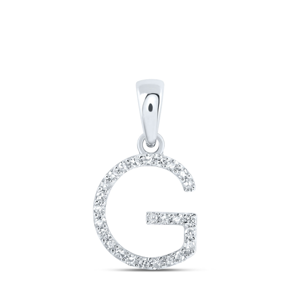 10K Yellow Or White Or Rose Gold Womens Round Diamond Initial Letter Pendant, Length: 0.63 In, Width: 0.42 In