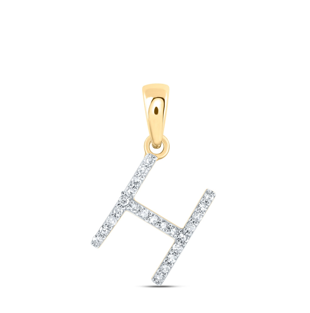 10K Yellow Or White Or Rose Gold Womens Round Diamond Initial Letter Pendant, Length: 0.63 In, Width: 0.42 In