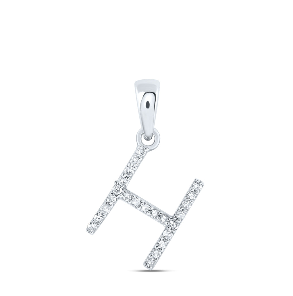 10K Yellow Or White Or Rose Gold Womens Round Diamond Initial Letter Pendant, Length: 0.63 In, Width: 0.42 In