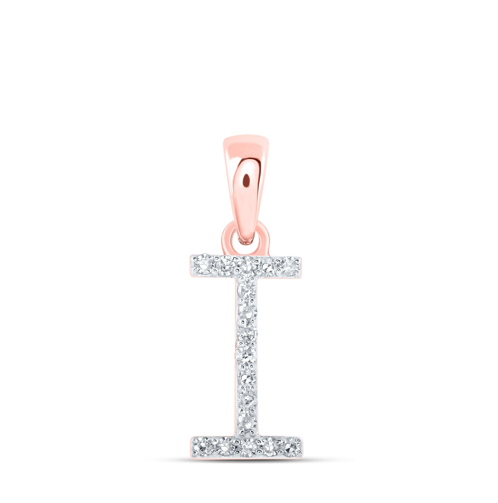 10K Yellow Or White Or Rose Gold Womens Round Diamond Initial Letter Pendant, Length: 0.63 In, Width: 0.42 In