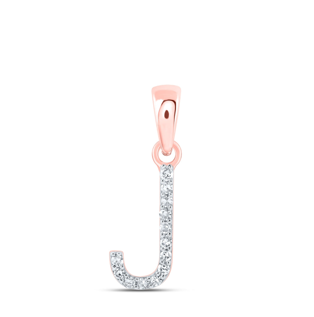10K Yellow Or White Or Rose Gold Womens Round Diamond Initial Letter Pendant, Length: 0.63 In, Width: 0.42 In