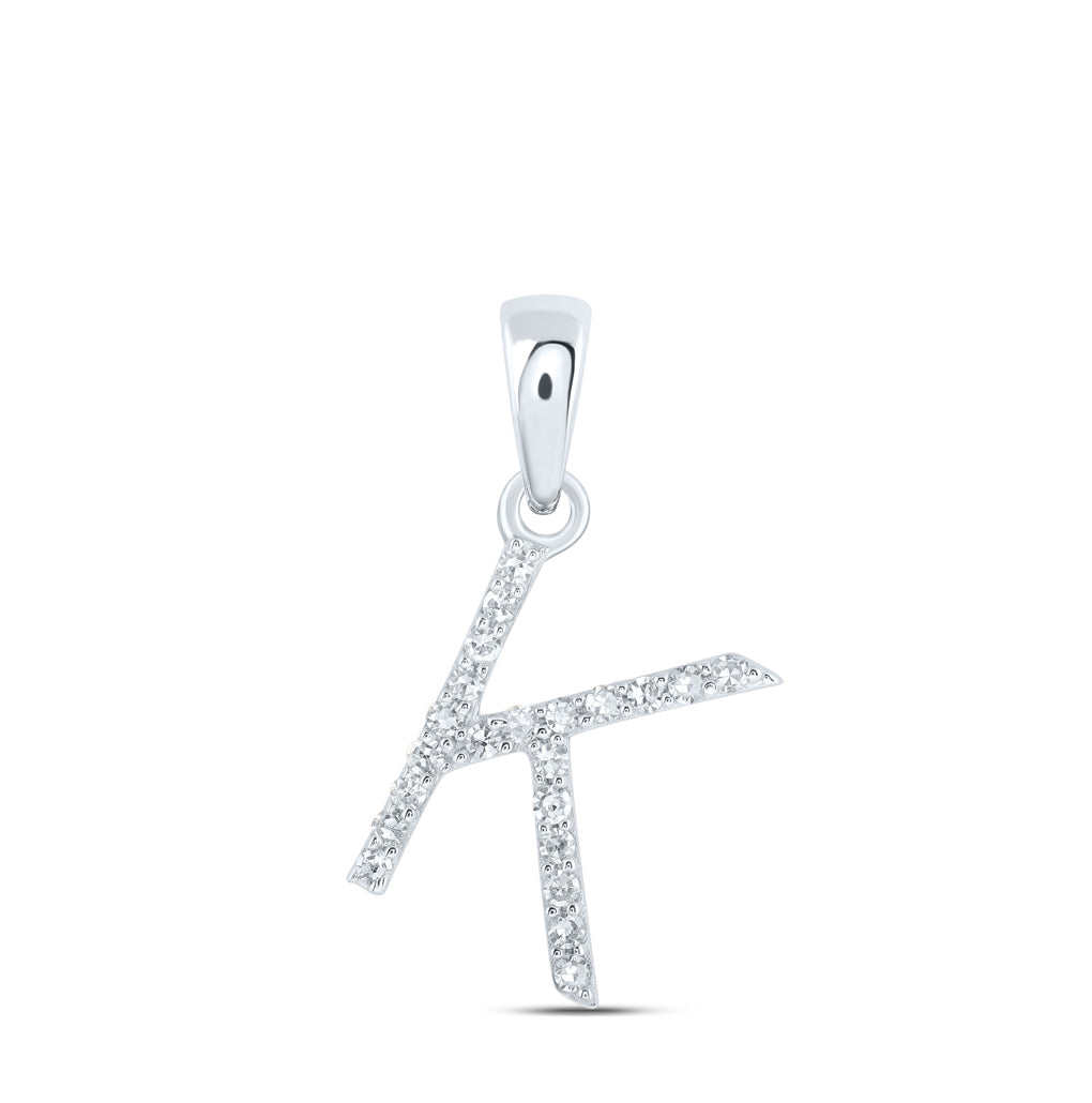 10K Yellow Or White Or Rose Gold Womens Round Diamond Initial Letter Pendant, Length: 0.63 In, Width: 0.42 In