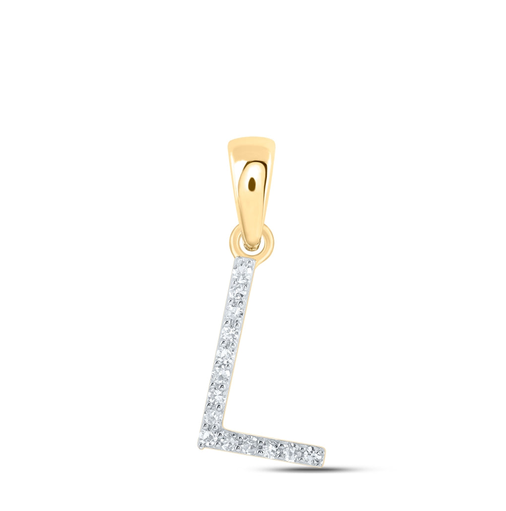 10K Yellow Or White Or Rose Gold Womens Round Diamond Initial Letter Pendant, Length: 0.63 In, Width: 0.42 In