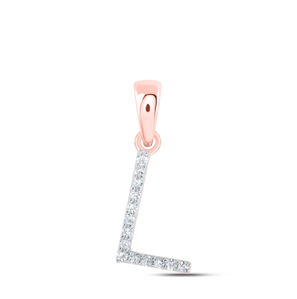 10K Yellow Or White Or Rose Gold Womens Round Diamond Initial Letter Pendant, Length: 0.63 In, Width: 0.42 In