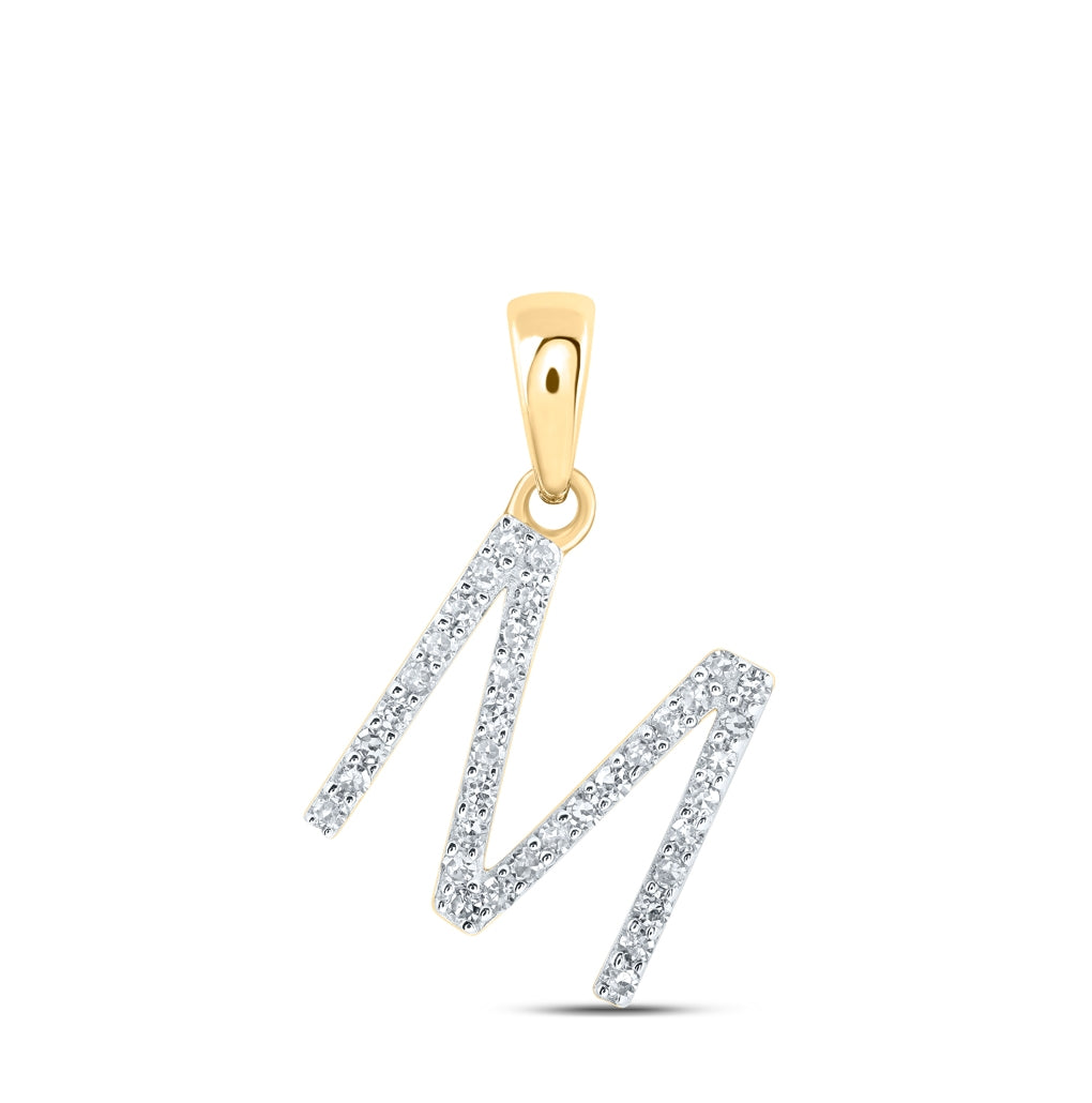 10K Yellow Or White Or Rose Gold Womens Round Diamond Initial Letter Pendant, Length: 0.63 In, Width: 0.42 In