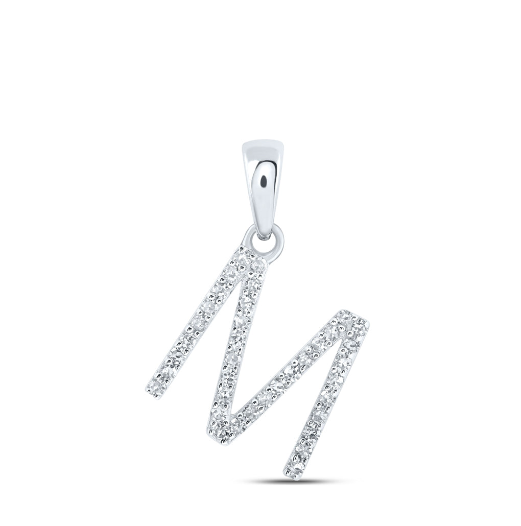 10K Yellow Or White Or Rose Gold Womens Round Diamond Initial Letter Pendant, Length: 0.63 In, Width: 0.42 In