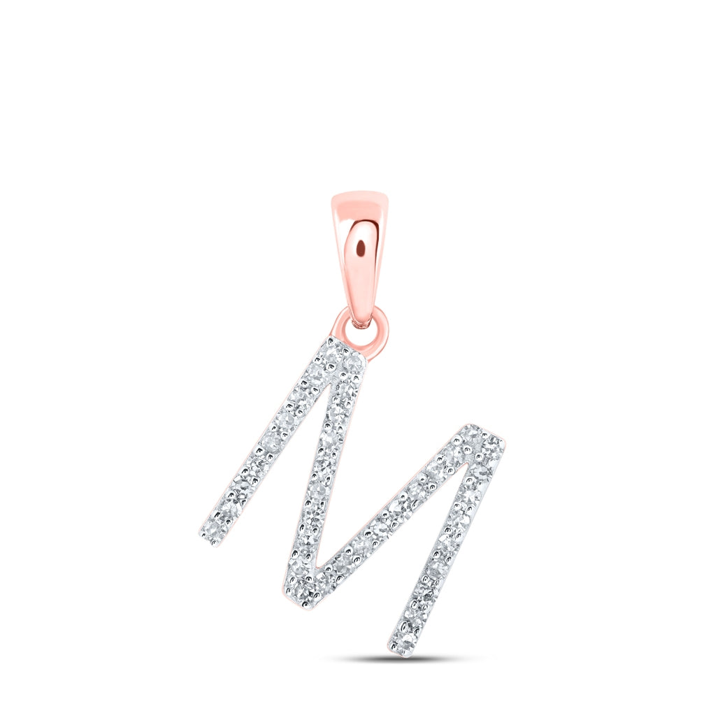 10K Yellow Or White Or Rose Gold Womens Round Diamond Initial Letter Pendant, Length: 0.63 In, Width: 0.42 In