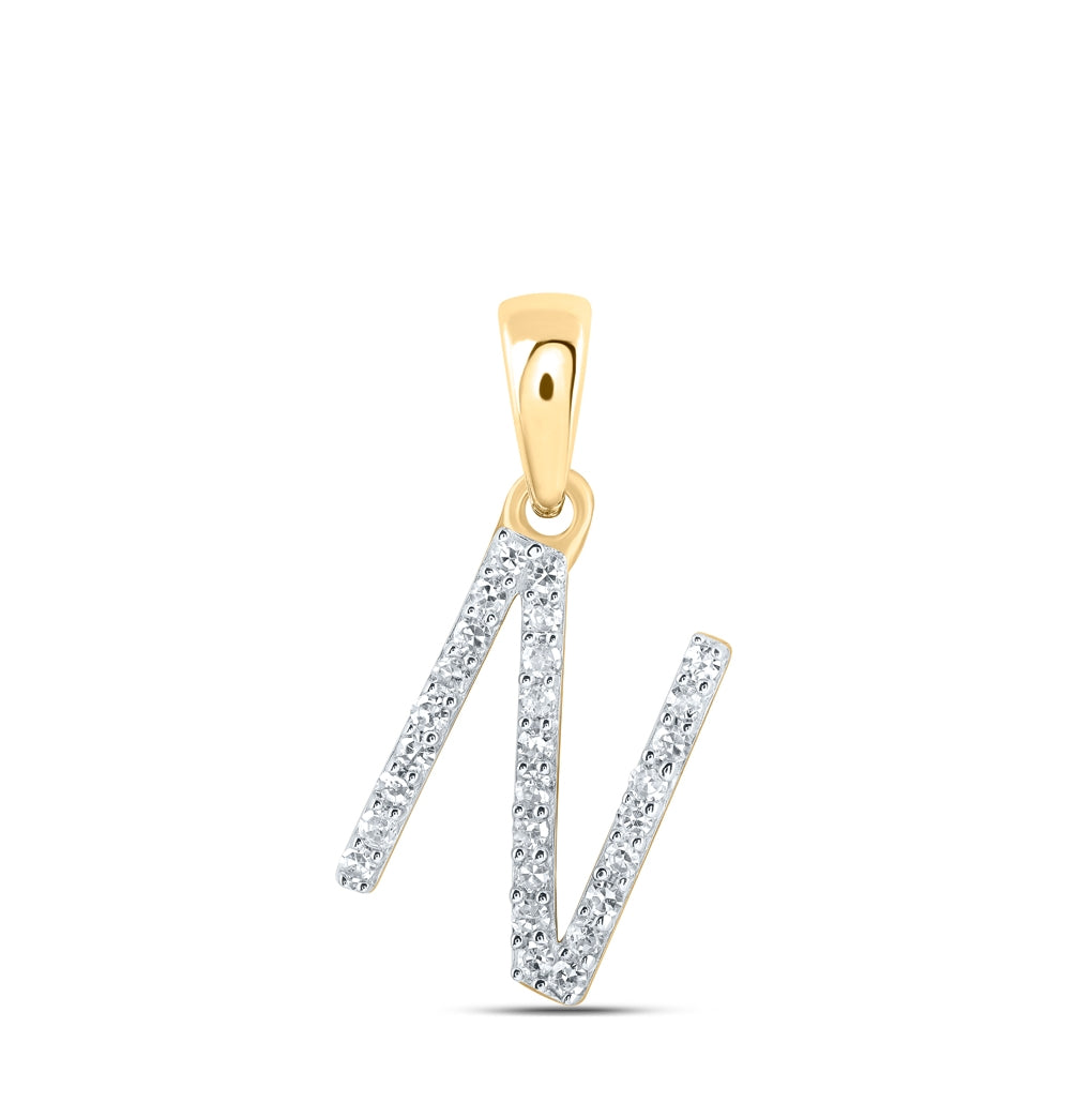 10K Yellow Or White Or Rose Gold Womens Round Diamond Initial Letter Pendant, Length: 0.63 In, Width: 0.42 In