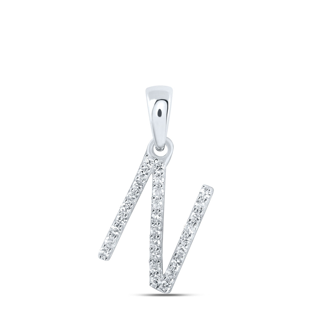 10K Yellow Or White Or Rose Gold Womens Round Diamond Initial Letter Pendant, Length: 0.63 In, Width: 0.42 In