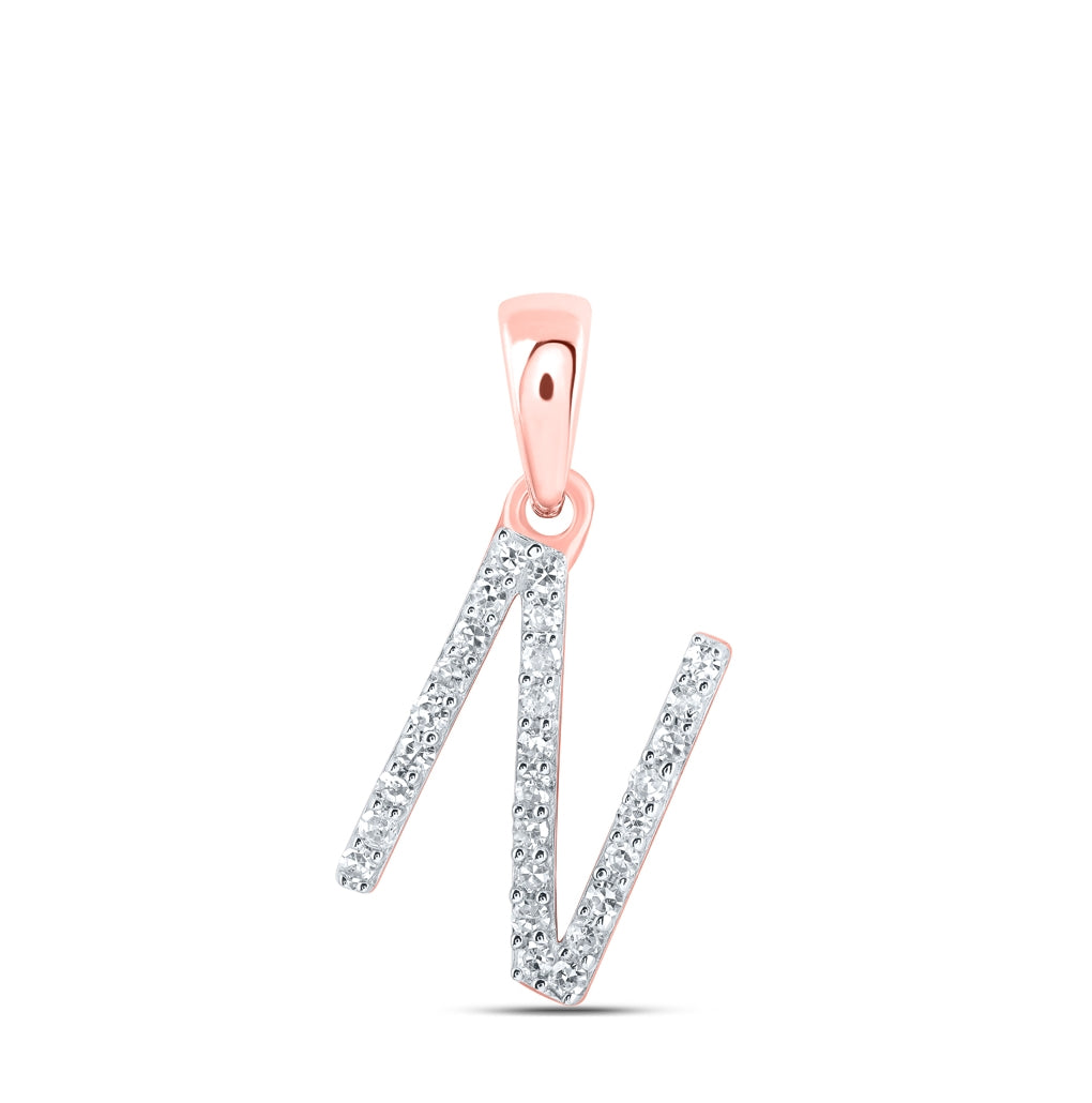 10K Yellow Or White Or Rose Gold Womens Round Diamond Initial Letter Pendant, Length: 0.63 In, Width: 0.42 In
